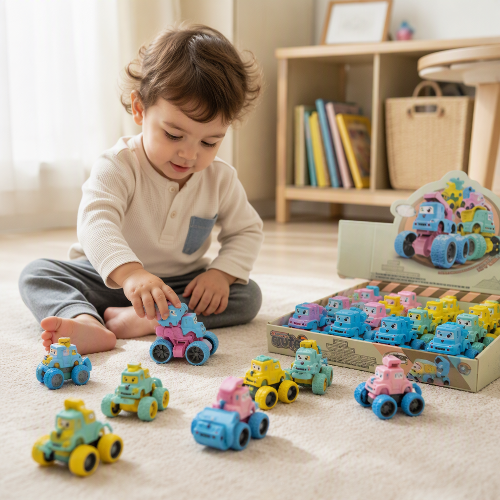 Doble inercia Q moe cartoon trolley multicolor lindo sliding trolley para niños y niñas stand de piso juguetes fuente Item Picture