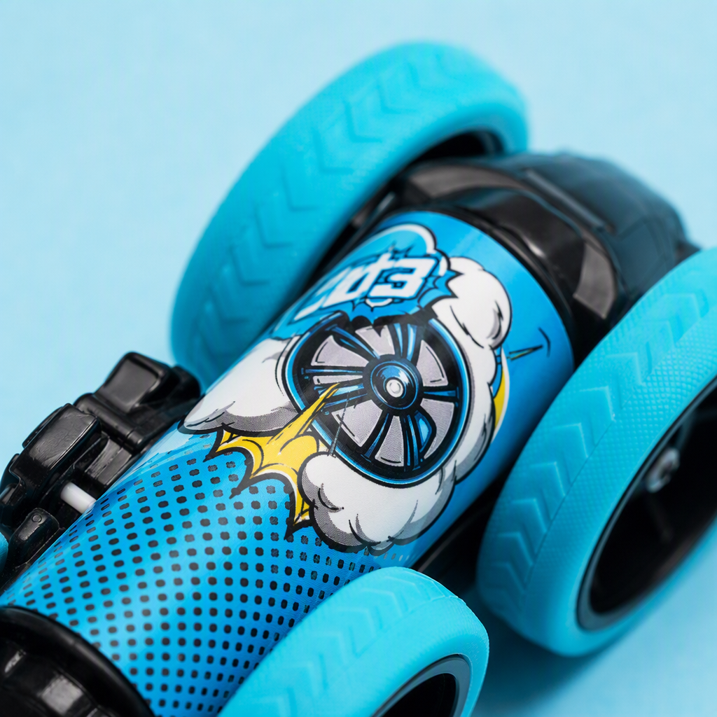 Graffiti double-sided stunt car, cool printed double-inertia flipping car, boys and children, street toy supply details Picture