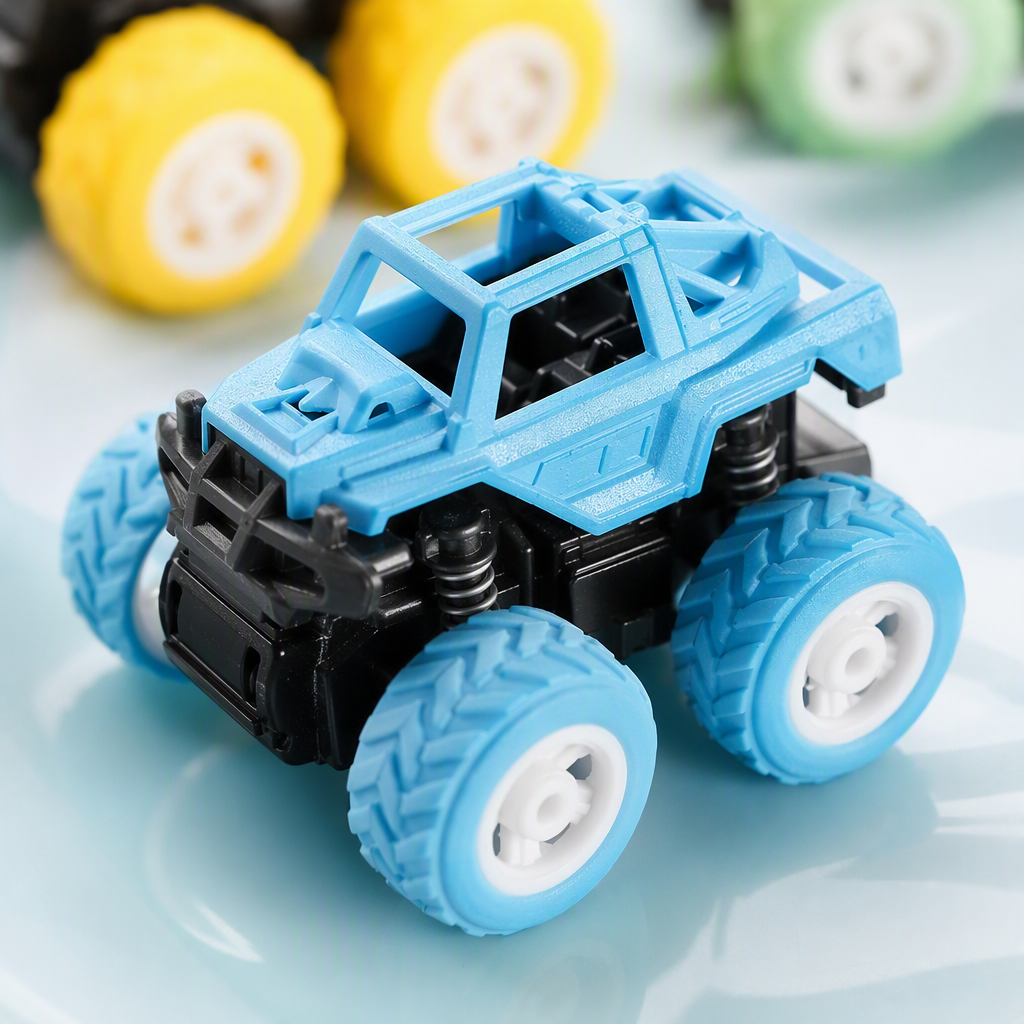 Double-inertia Macaron off-road vehicle, color four-wheel drive, shock-resistant, big foot climbing boy toy display box supply details Picture