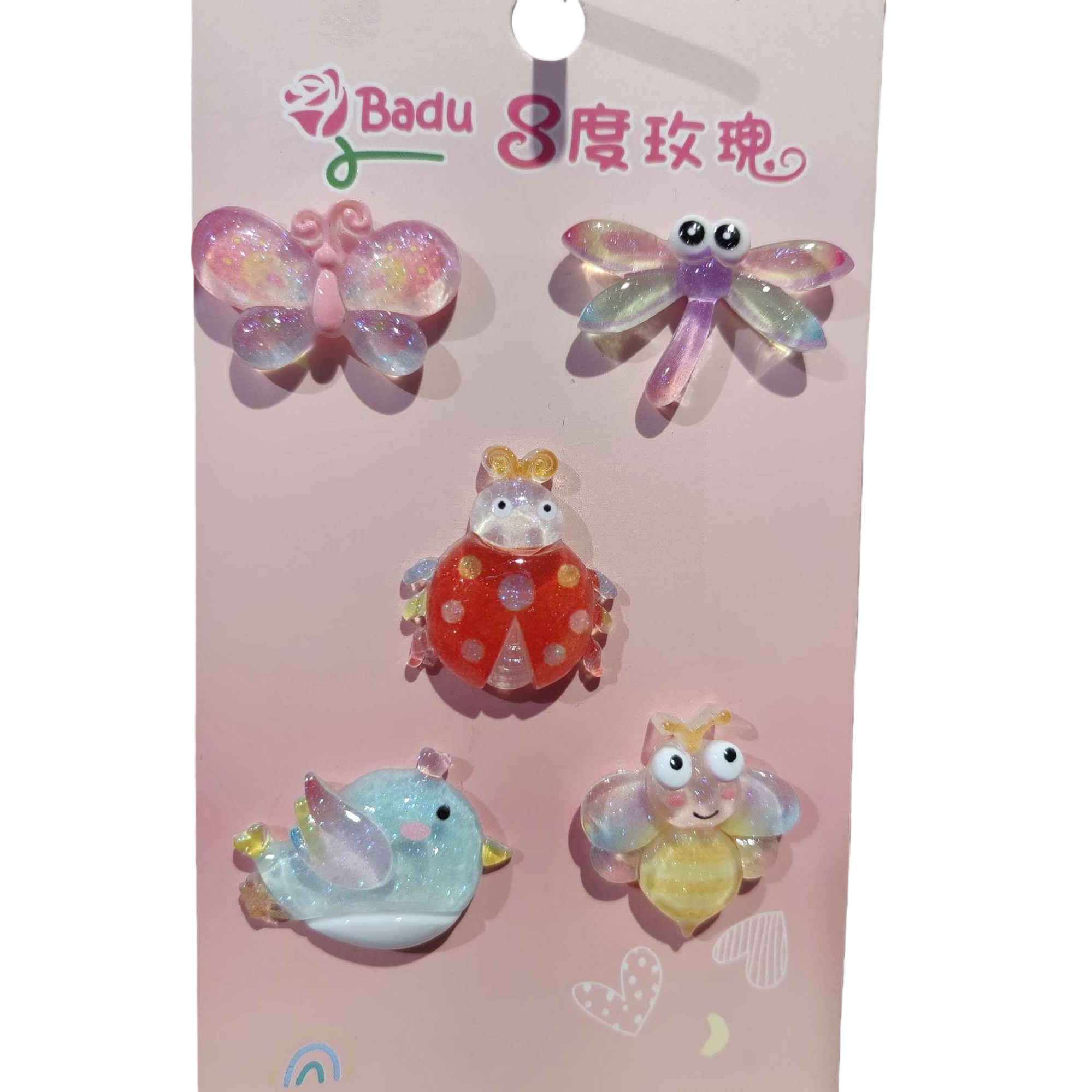 Five combinations of colorful sequined insect hair clips, including butterfly, dragonfly, ladybug, bird and bee hair accessories and headwear for children and girls Item Picture
