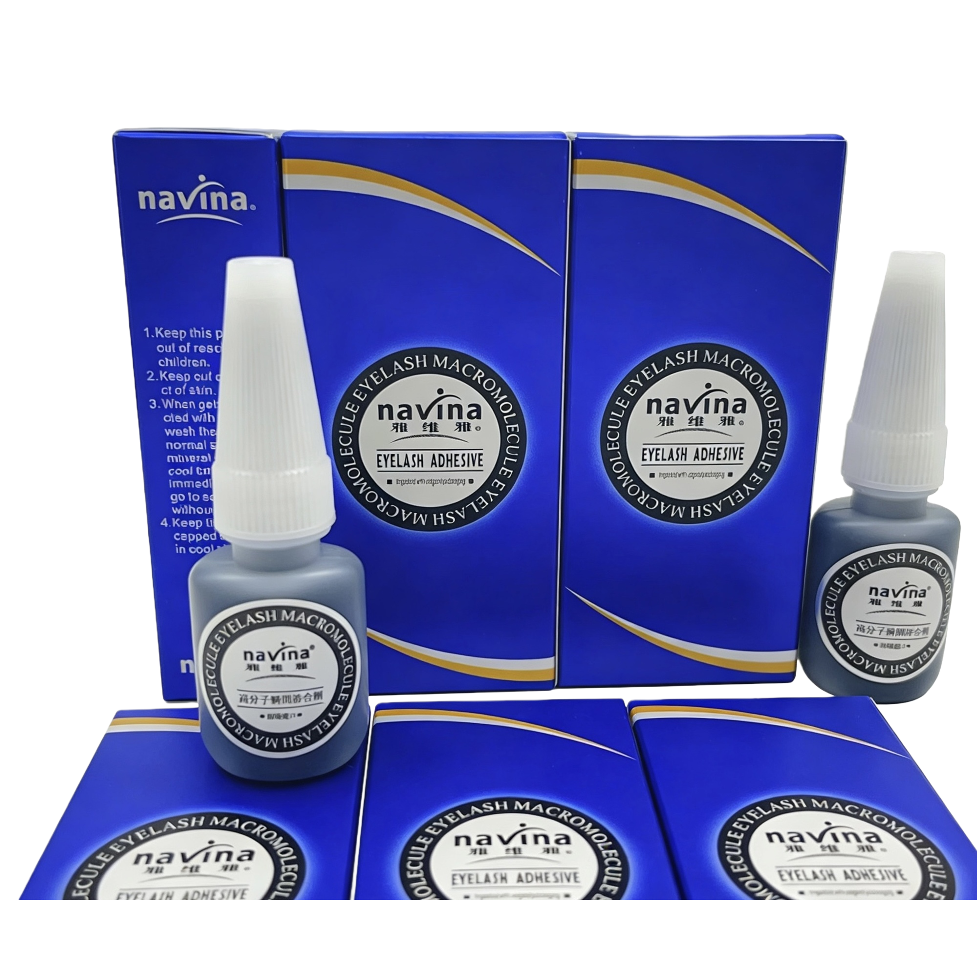 Caja azul con botella de pegamento gris cola de pestañas falsas larga duración resistente al agua natural grueso maquillaje esencial Item Picture