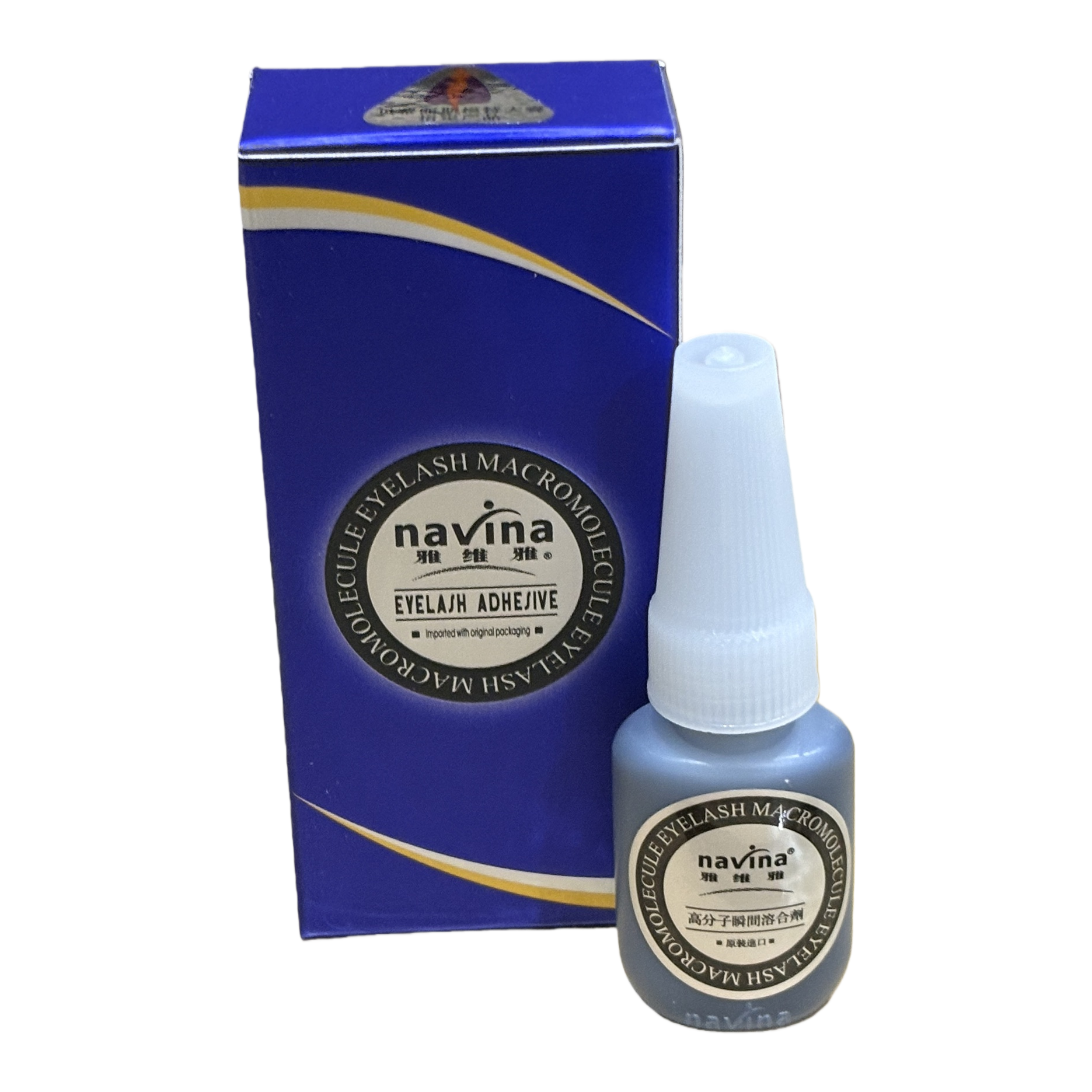 navina high-molecular instant dissolving agent eyelash glue, blue packaging box, blue bottle glue, strong bonding, long-lasting waterproof beauty products Item Picture