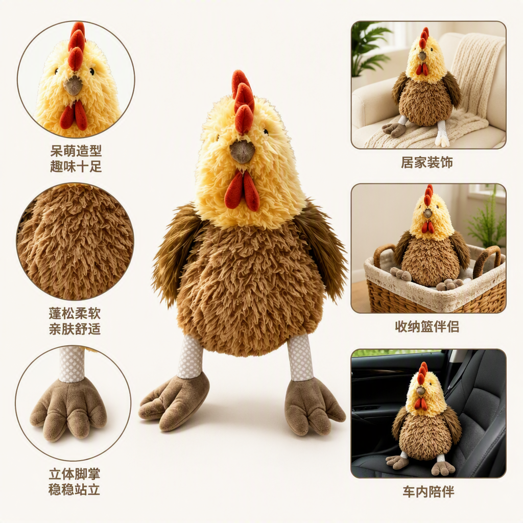 British JC Cecile Hen plush toy, a creative birthday gift for girls, three plush chicken toys, cute plush toys, soft and adorable dolls, plush toys, children's toys, Jellycat brand Application Scenario