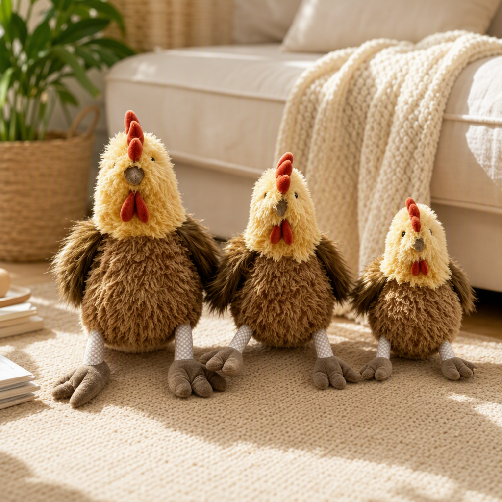 British JC Cecile Hen plush toy, a creative birthday gift for girls, three plush chicken toys, cute plush toys, soft and adorable dolls, plush toys, children's toys, Jellycat brand details Picture