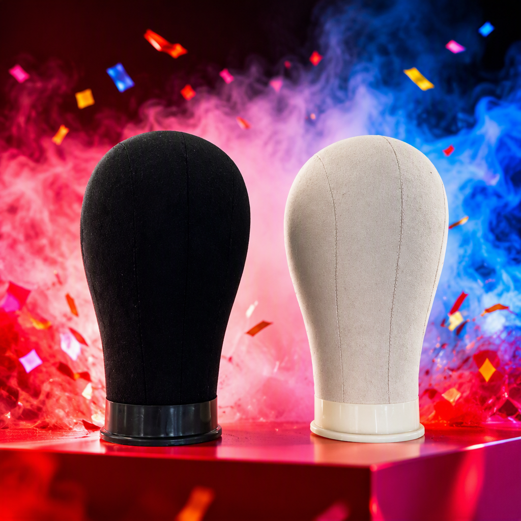 Professional black and beige head models for hair and wig styling display, practical, durable and with a variety of styles to choose from Specification image