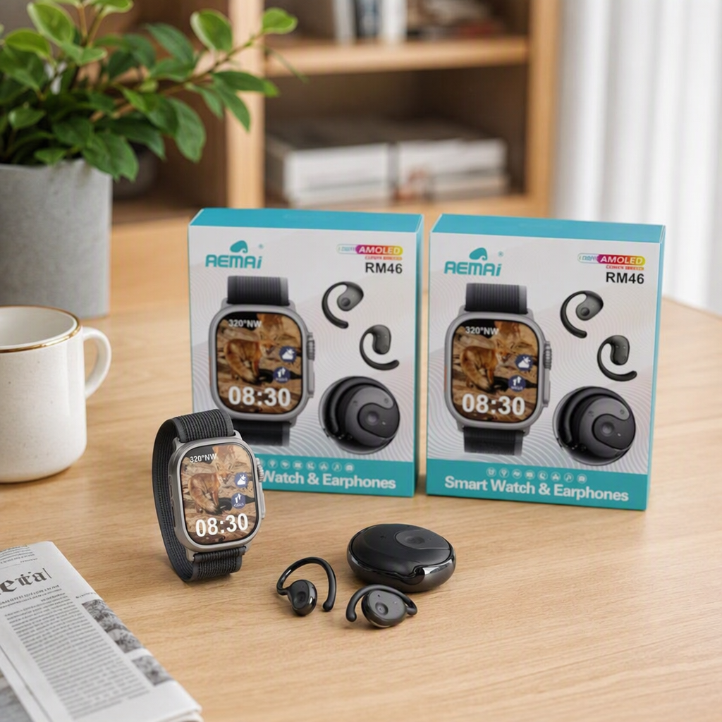 Caja azul y blanca smart watch auriculares set deporte casual multifuncional monitoreo de salud unisex caja de regalo details Picture