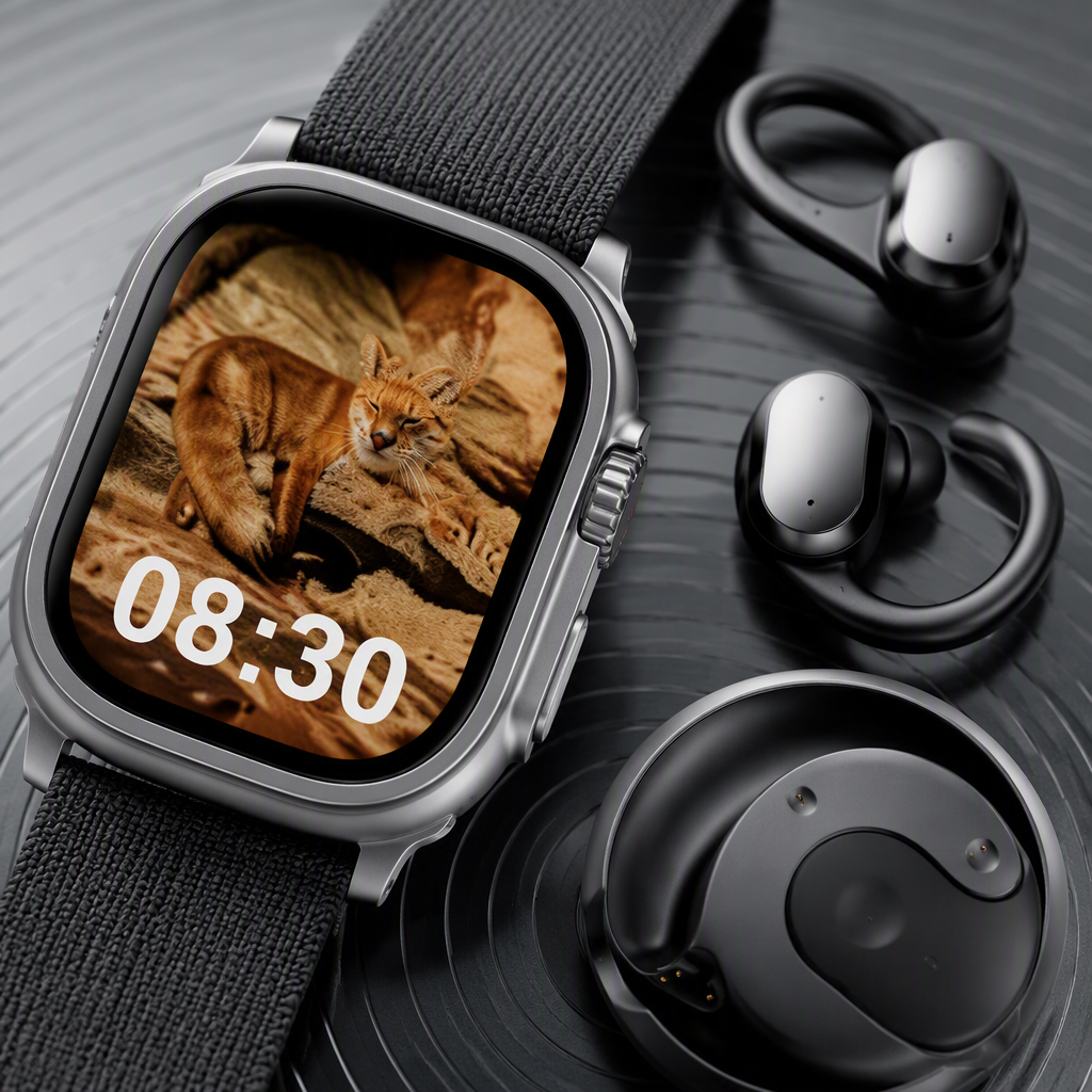 Caja azul y blanca smart watch auriculares set deporte casual multifuncional monitoreo de salud unisex caja de regalo Application Scenario