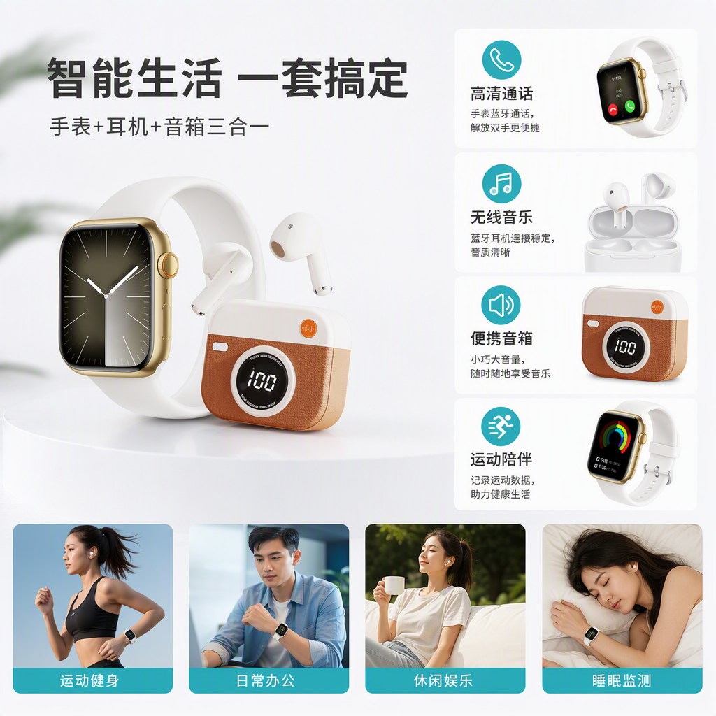 Caja de cian smart watch auriculares set deporte multifunción monitoreo de salud tendencia de moda caja de regalo