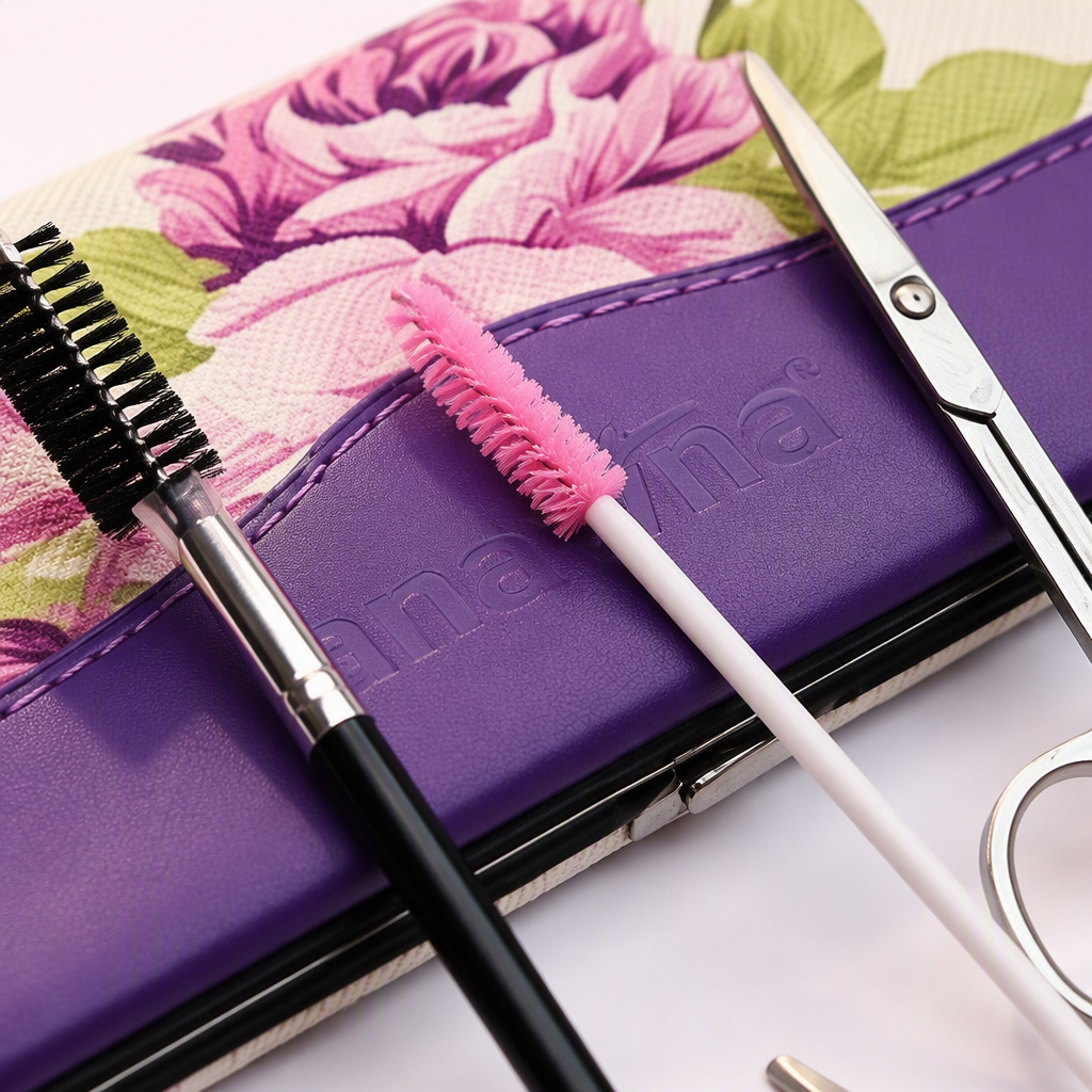 Kit de herramientas ciliar profesional paquete de almacenamiento de flores púrpura pinzas de cuatro metales cepillo de cejas pestañas tijeras belleza belleza suministros Application Scenario