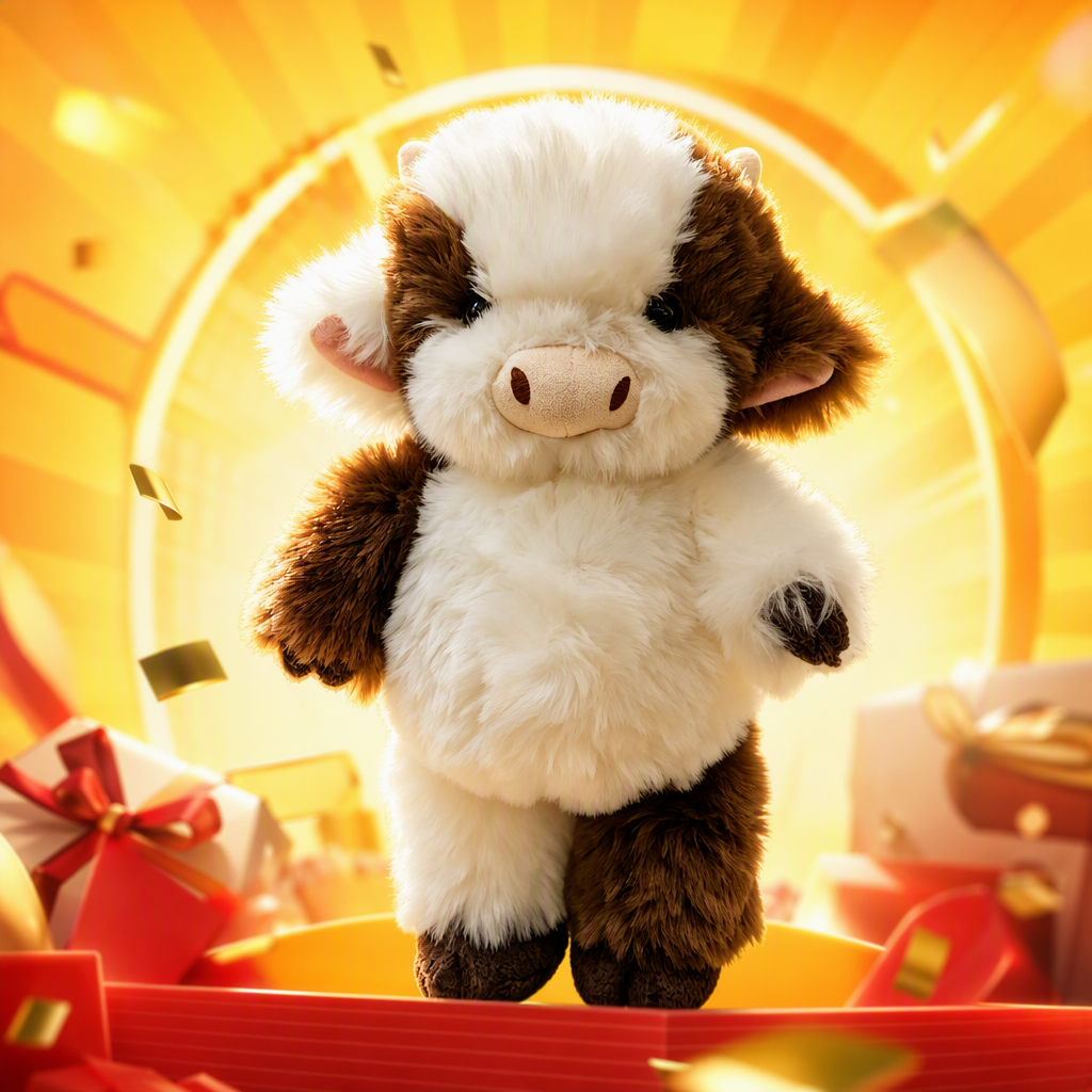Cute cow plush toy, calf doll, doll, birthday gift, wholesale trade, Jellycat, brown and white plush cow doll, cute pillow, plush toy, children's gift, collectible Application Scenario