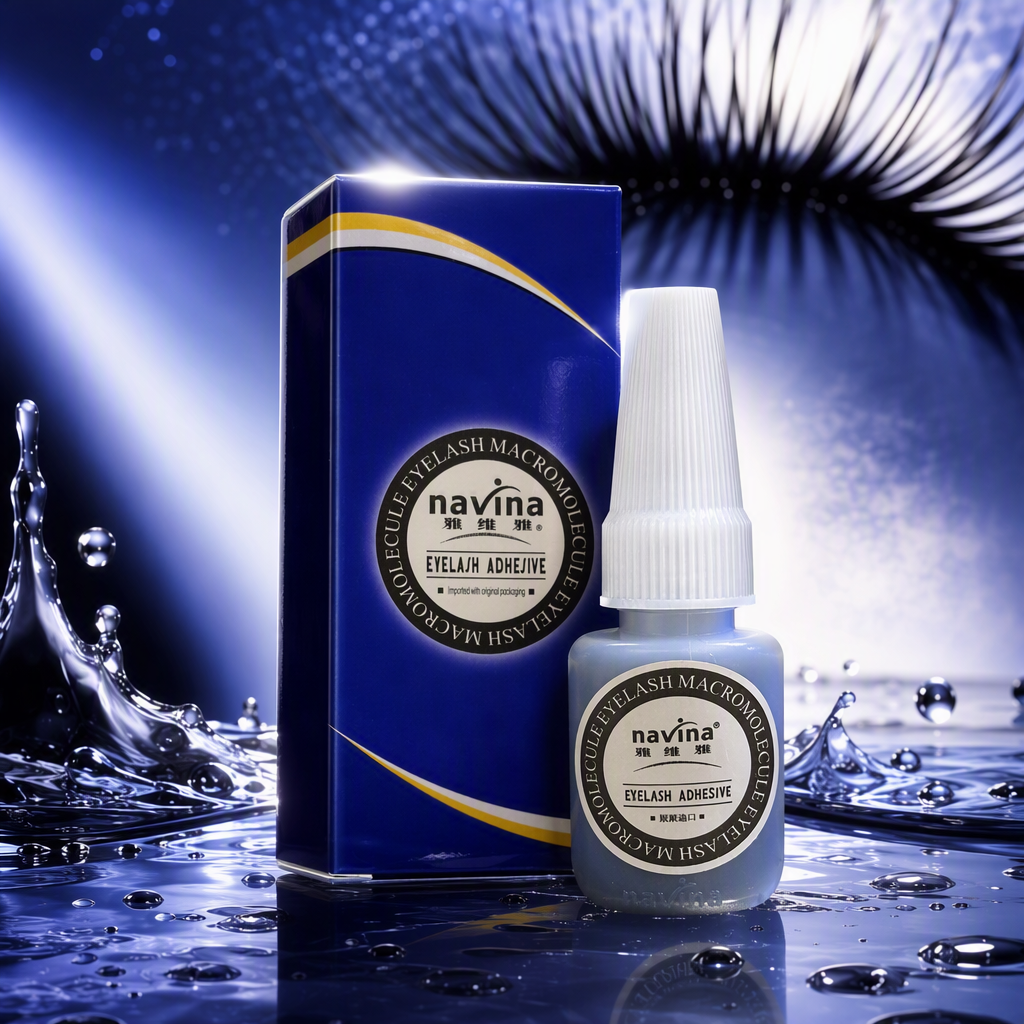 navina high-molecular instant dissolving agent eyelash glue, blue packaging box, blue bottle glue, strong bonding, long-lasting waterproof beauty products Specification image