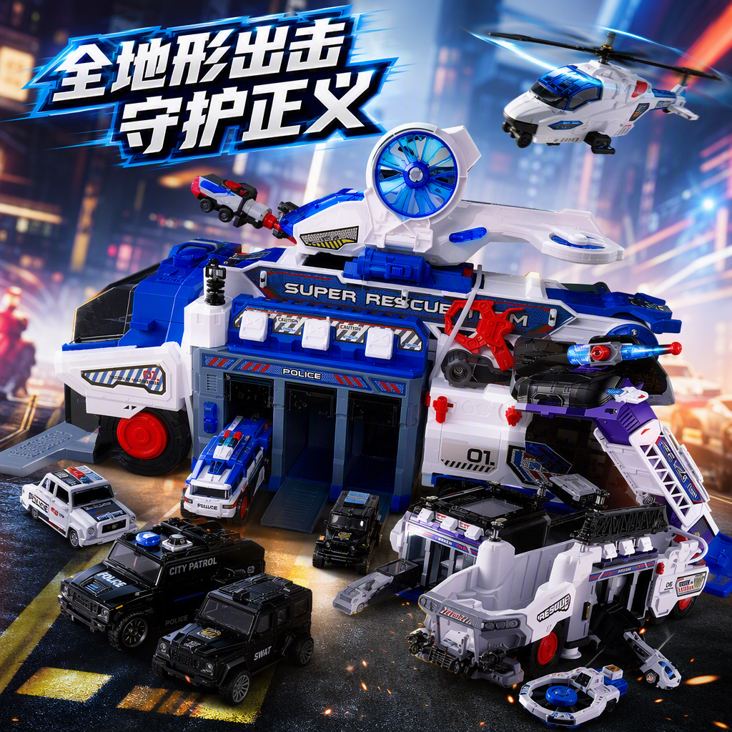 Little Actress Multi-functional racing rescue vehicle - Police car details Picture