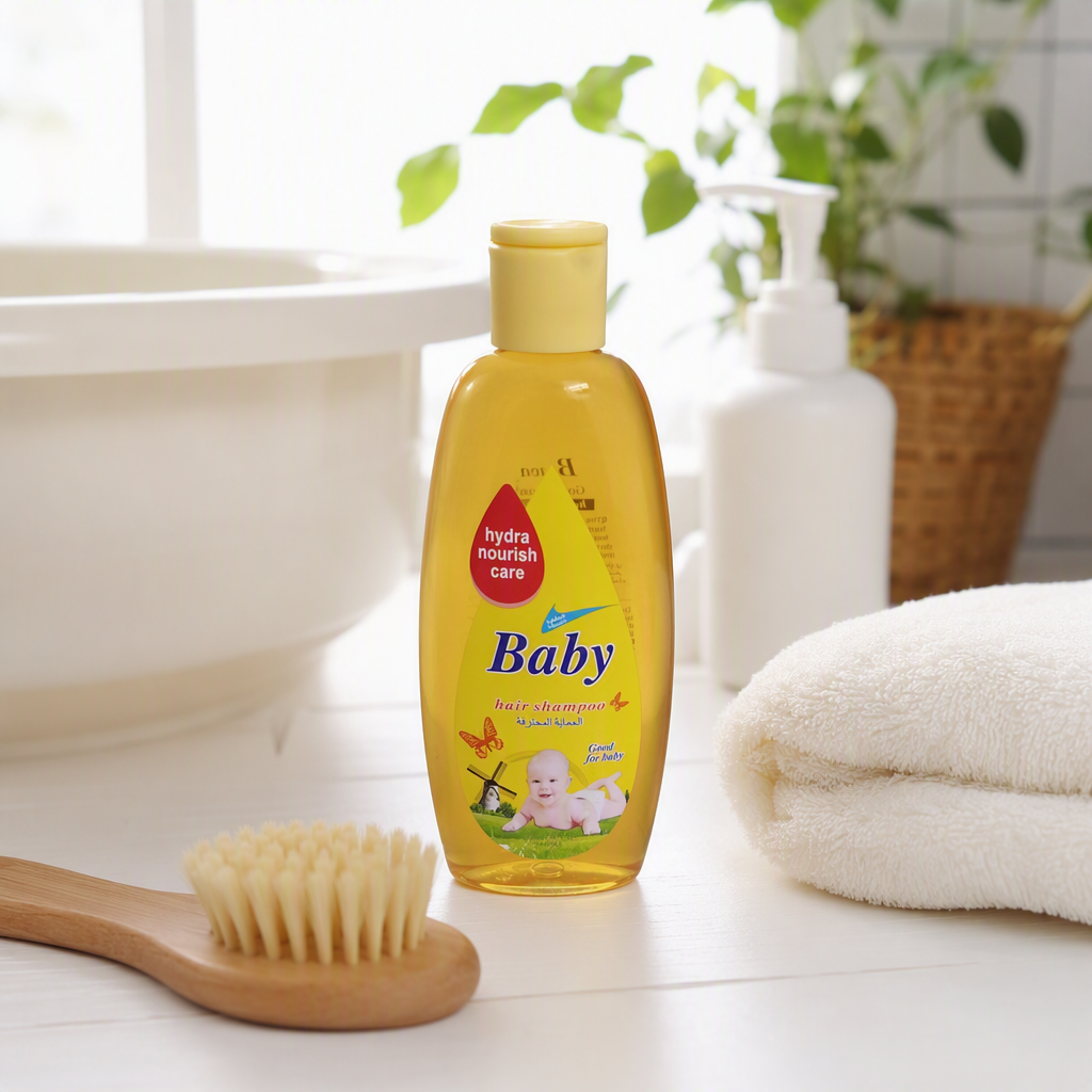 Baby-specific shampoo, yellow bottle, gentle nourishing baby shampoo, children's shampoo, cleaning and care, 200ml details Picture