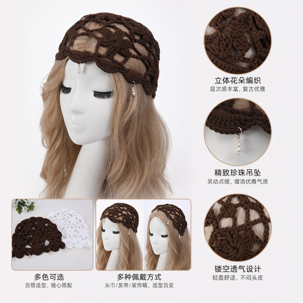 手工钩针编织发带假人头模型展示发饰DIY发饰配件创意装饰用品