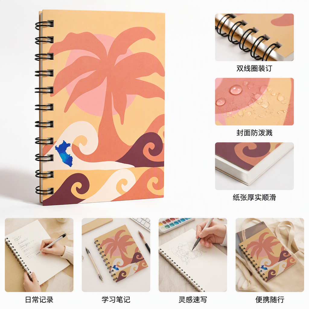 Donghu Paper Products A6 Sunset Coconut Sea Coil Book Creative Student Notebook