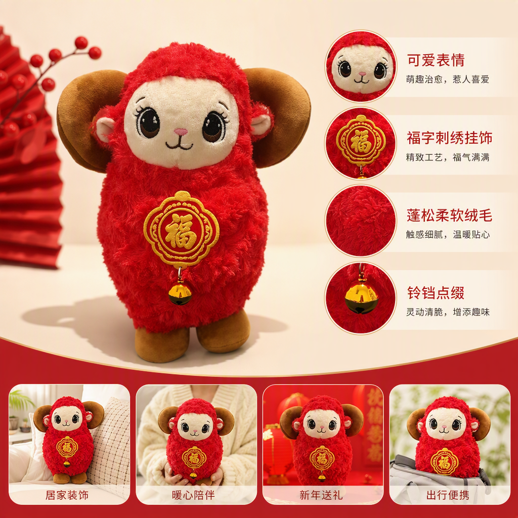 Cute plush dolls, soft and adorable fun plush toys, New Year festival gifts, home decorations