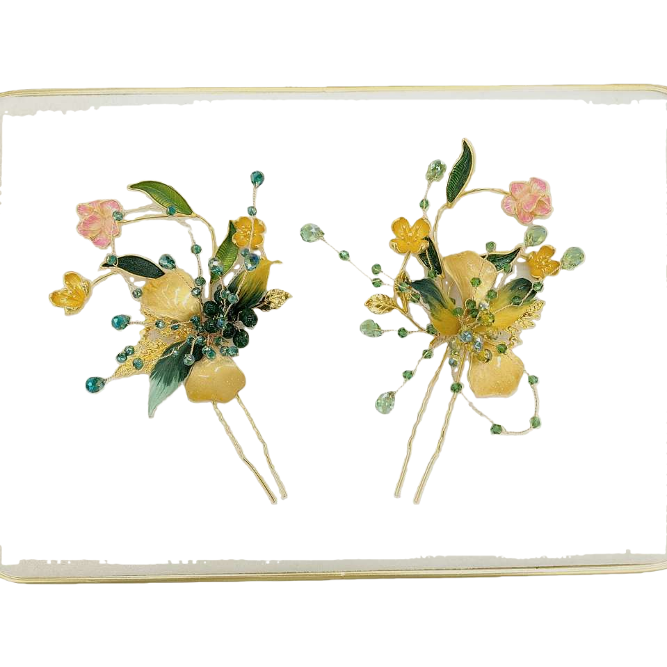 Two exquisite flower-decorated hair hairpins, elegant hair accessories, hair clips, hair accessories Item Picture