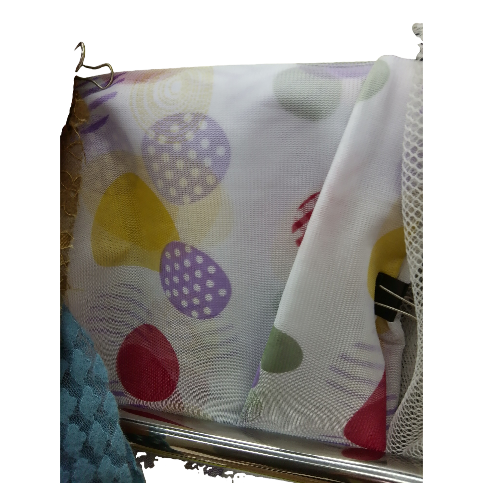 Colorful polka dot mesh bag hand-held storage bag, portable, fashionable, multi-purpose organizing bag, shopping bag, trendy style Item Picture