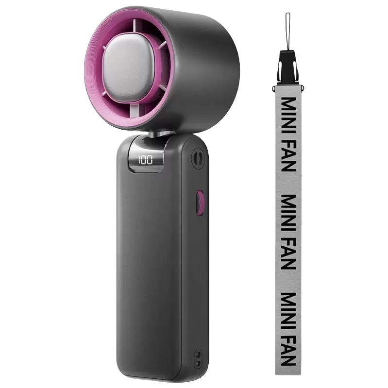 Nuevo turbo de alta velocidad plegable al aire libre pequeño ventilador de mano portátil usb recargable pantalla digital refrigeración colgante ventilador de cuello Item Picture