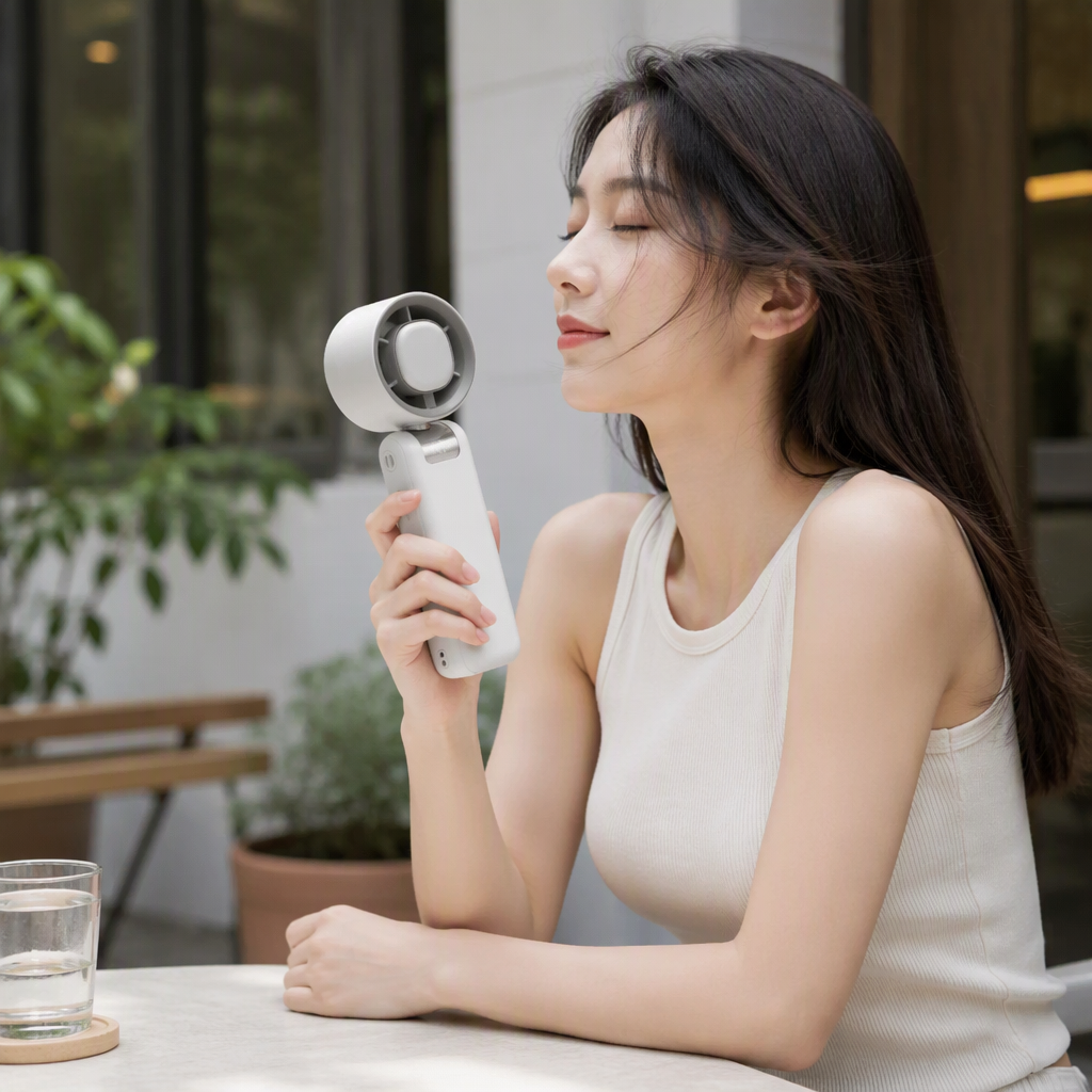Nuevo turbo de alta velocidad plegable al aire libre pequeño ventilador de mano portátil usb recargable pantalla digital refrigeración colgante ventilador de cuello details Picture