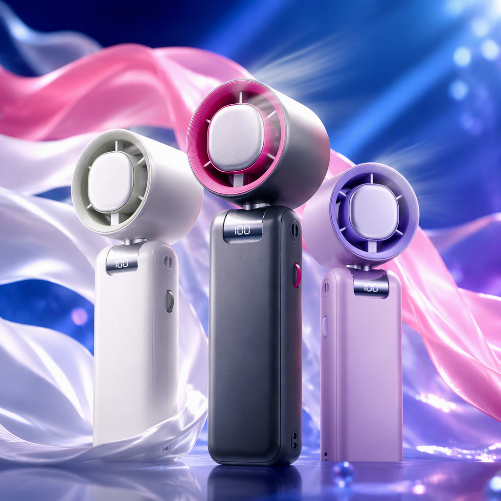 Nuevo turbo de alta velocidad plegable al aire libre pequeño ventilador de mano portátil usb recargable pantalla digital refrigeración colgante ventilador de cuello Specification image
