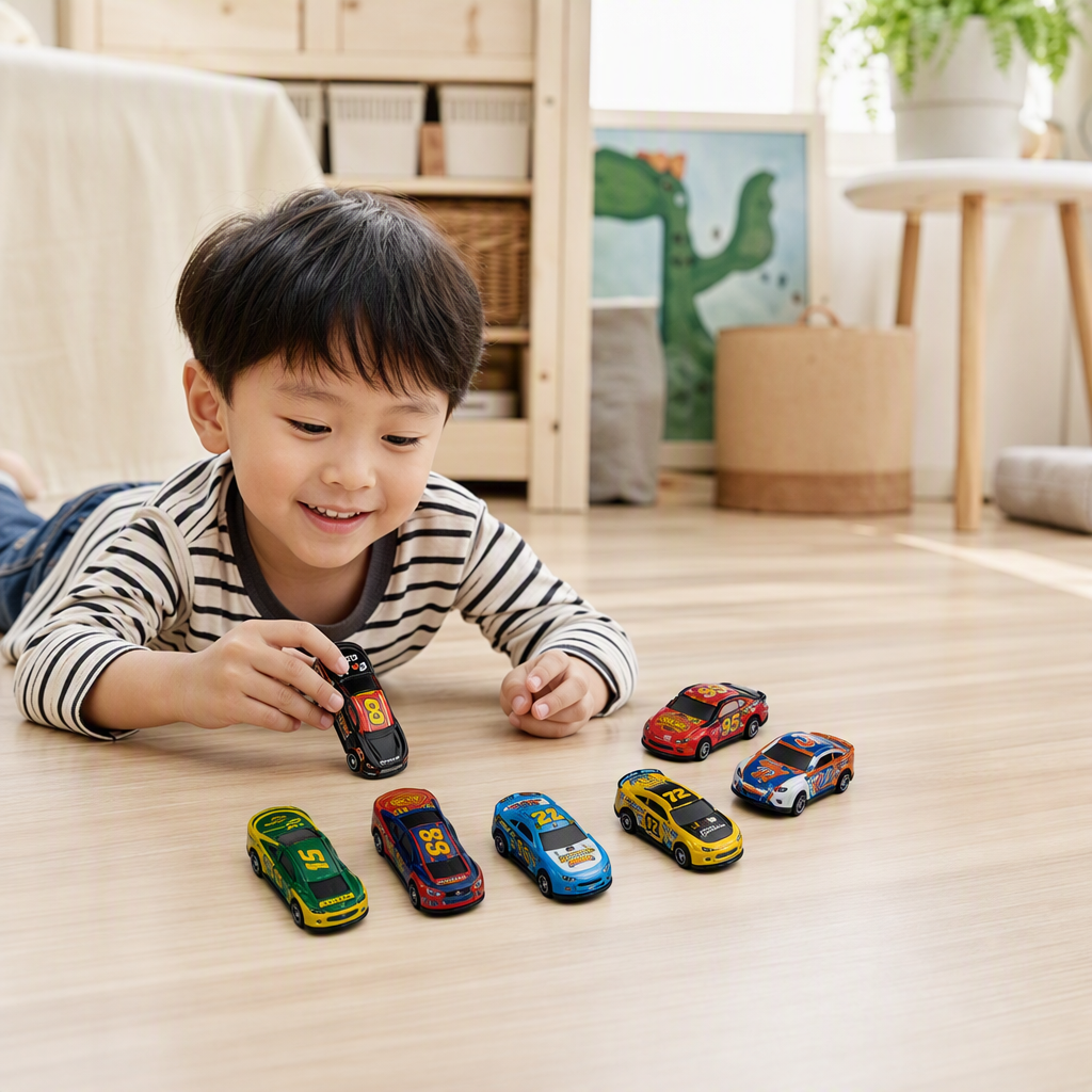 Alloy with strong resilience, large iron sheet racing car simulation model, boys and children, street stall supply, gifts, small cars, toys and ornaments Application Scenario