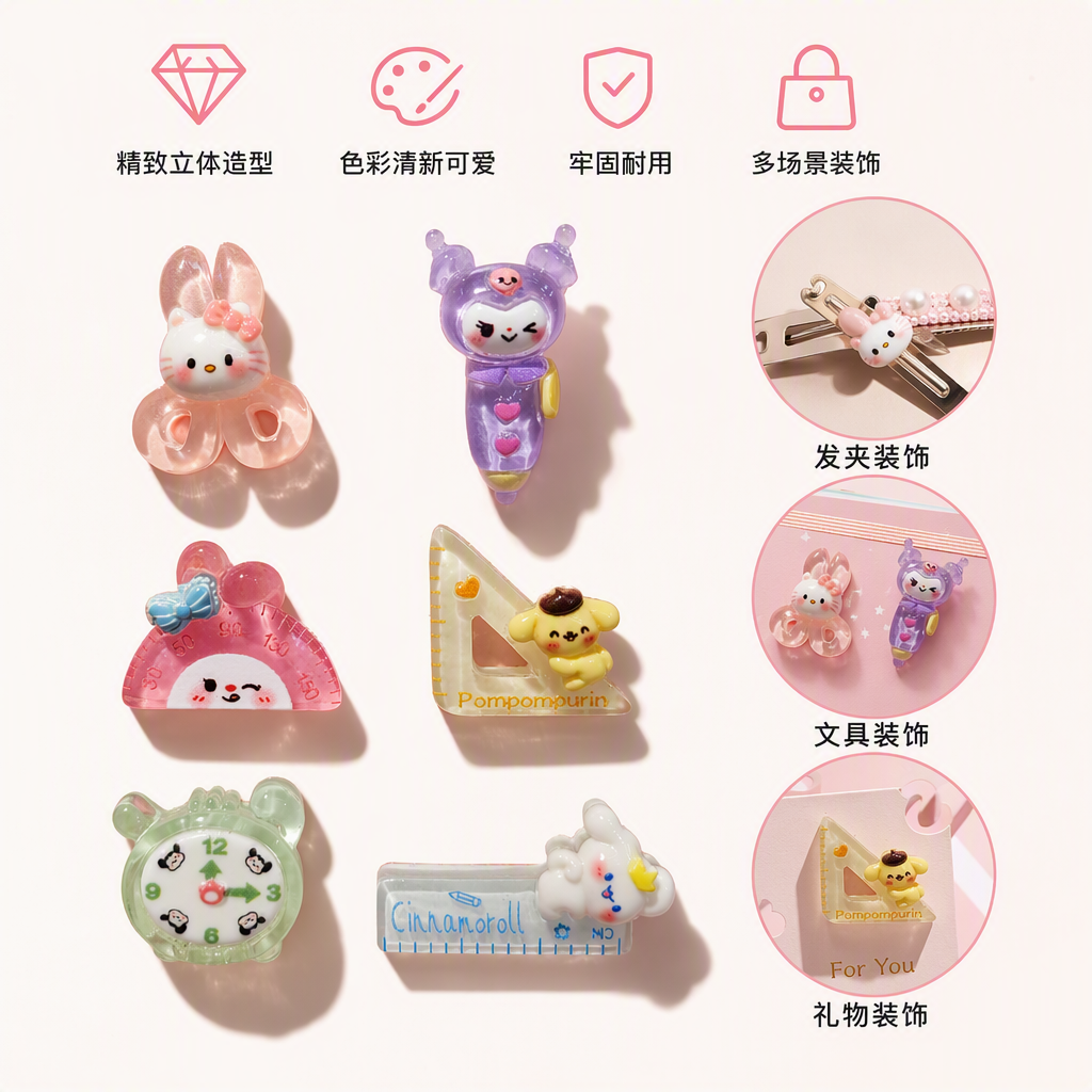 Cute cartoon hairpin set, pink card decoration, children's hair accessories, headwear, hair accessories, girls' hairpin combination