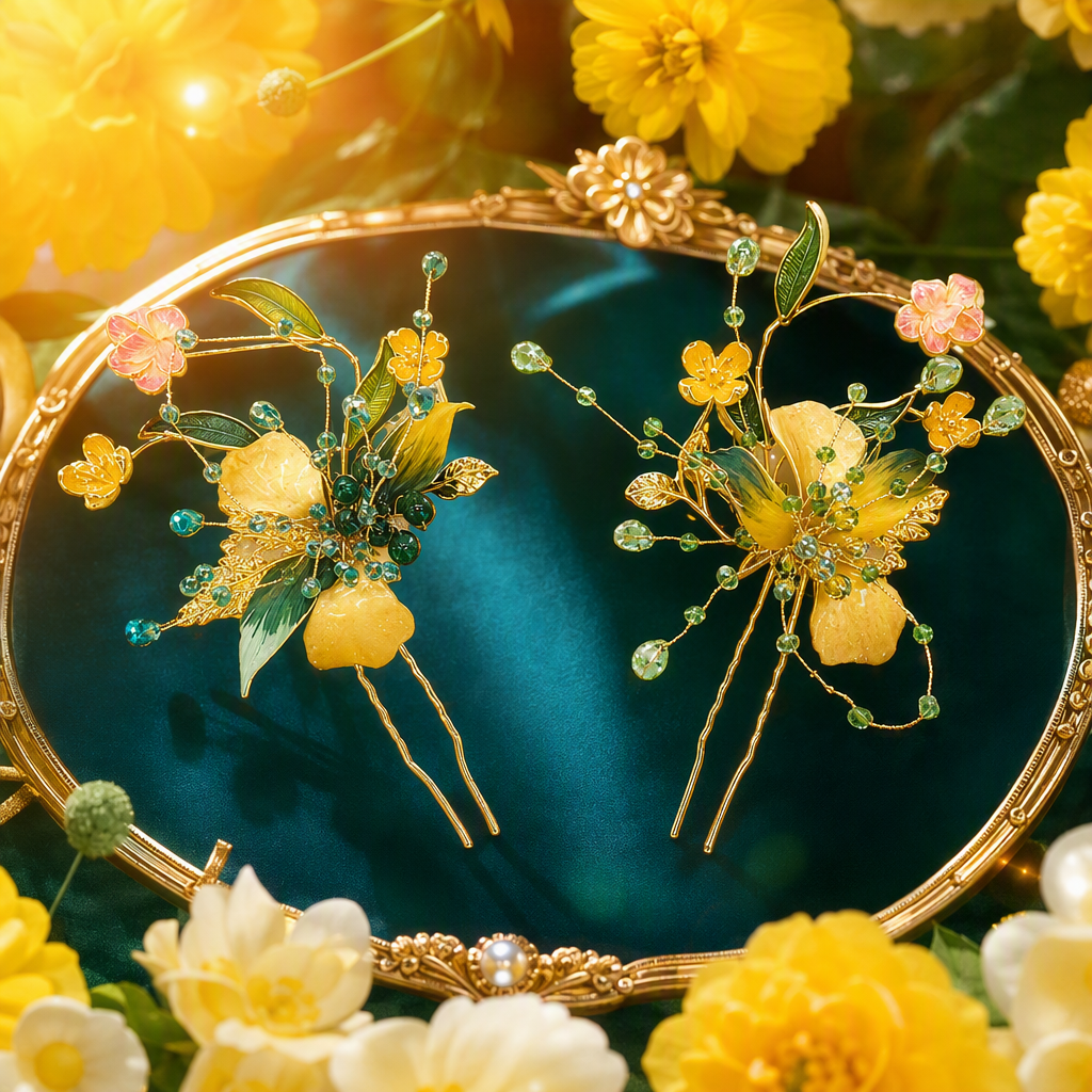 Two exquisite flower-decorated hair hairpins, elegant hair accessories, hair clips, hair accessories Specification image