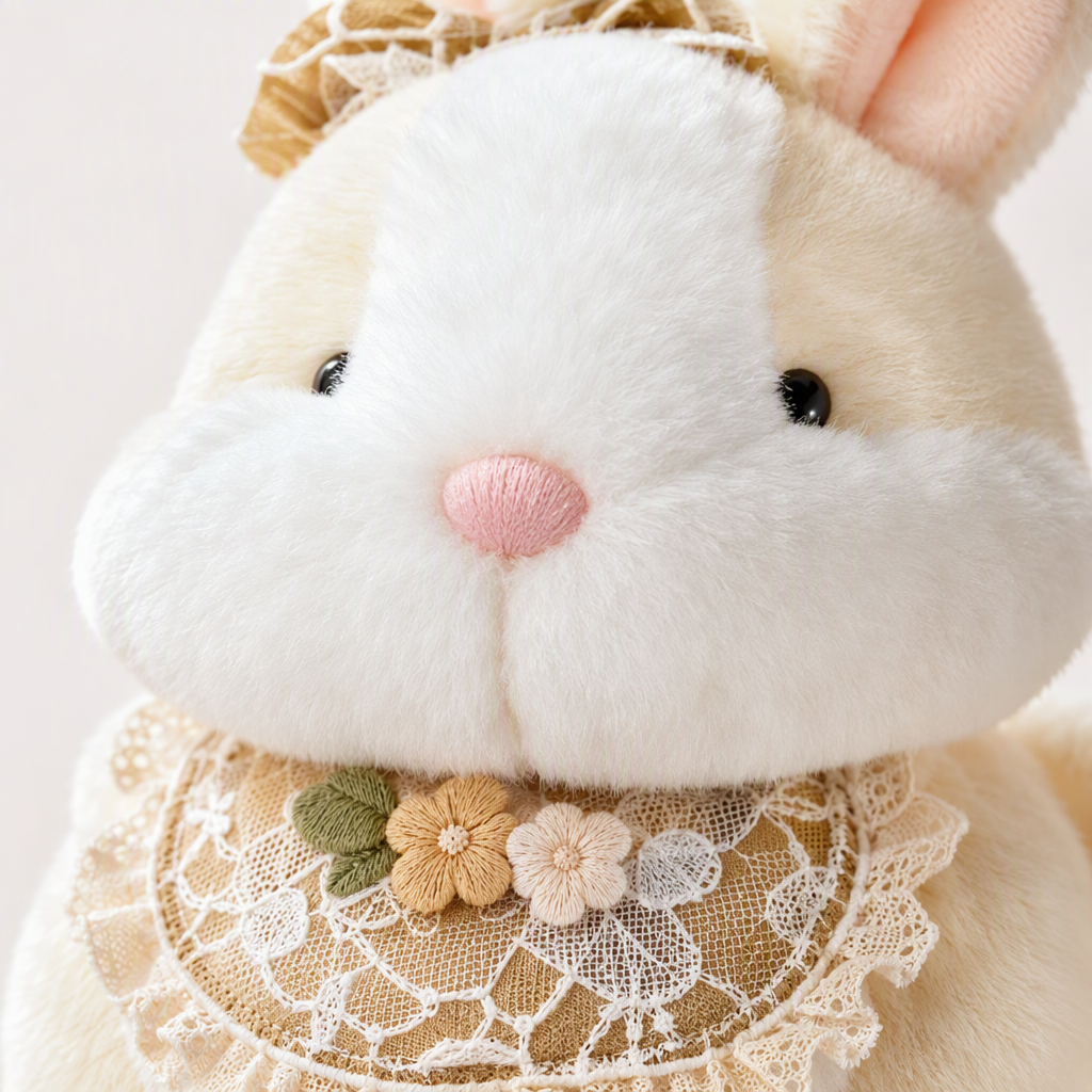 Vestido conejo pequeño versión sentada muñeca de peluche muñeca de juguete para el hogar dibujos animados lindos juguetes de animales comercio exterior al por mayor tres muñecas de conejo blanco rosado lindo muñeco para usar encaje babero arco moe suave regalos para niños Item Picture