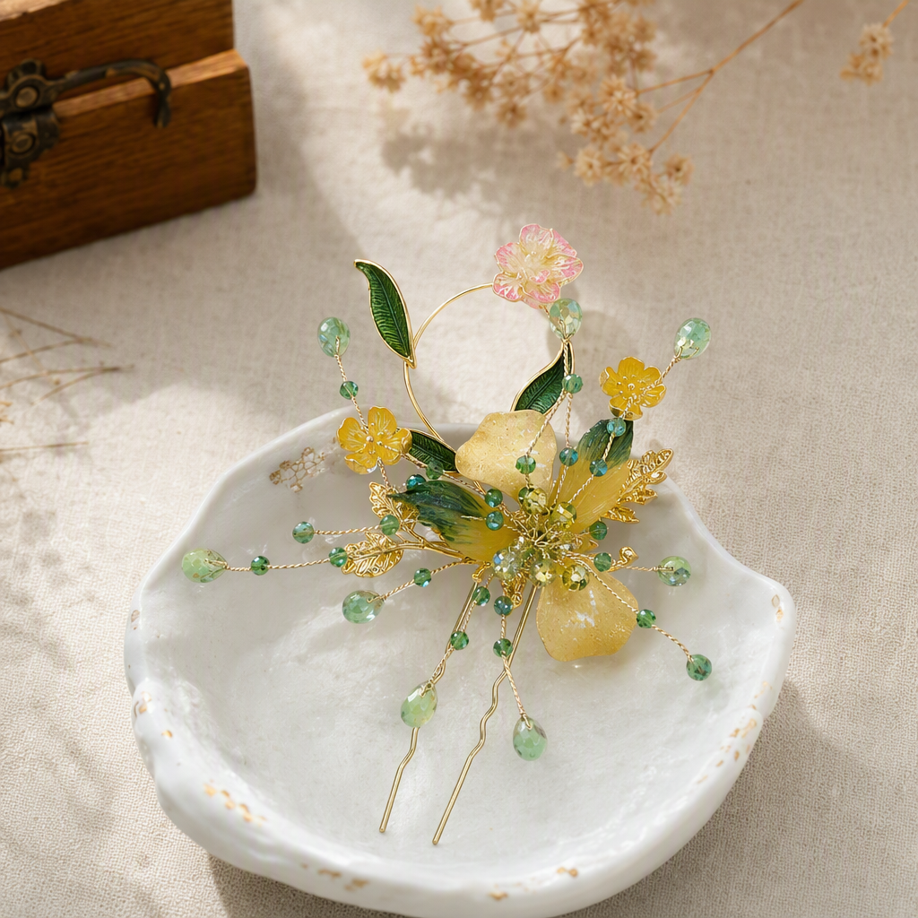Retro golden floral hairpins, hair clips, hair accessories, headwear, elegant updo hairpins, hair accessories for women details Picture
