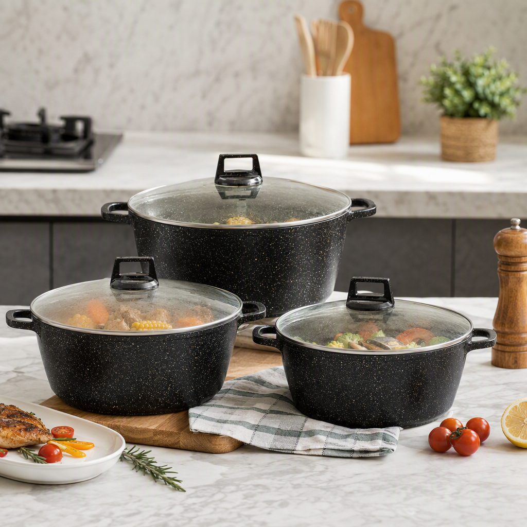 Multi-functional kitchen cookware set, household soup and stir-frying pot set, heat-resistant, durable and practical kitchenware HR140-3
