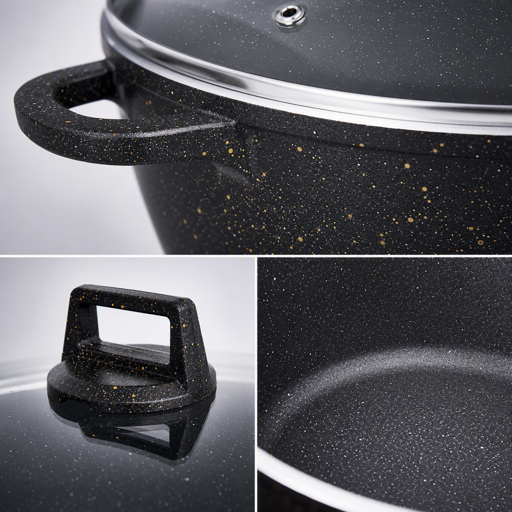 Multi-functional kitchen cookware set, household soup and stir-frying pot set, heat-resistant, durable and practical kitchenware HR140-3 details Picture