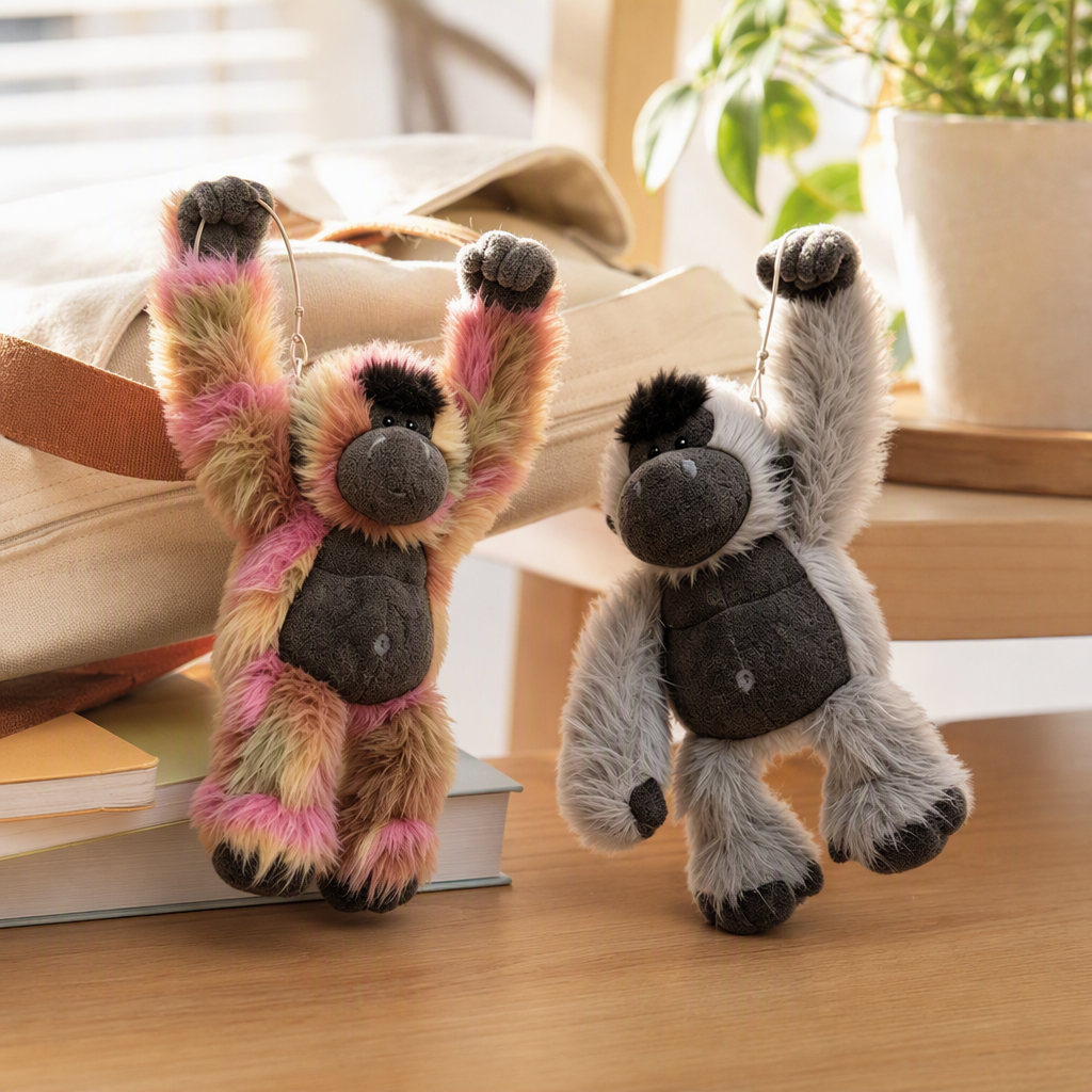 Cross-border new product: Long-haired gorilla plush toy, cute cartoon animal cultural and creative merchandise. Jellycat British colorful gorilla doll, gray and cute, policeman theme custom plush toy, children's gift details Picture
