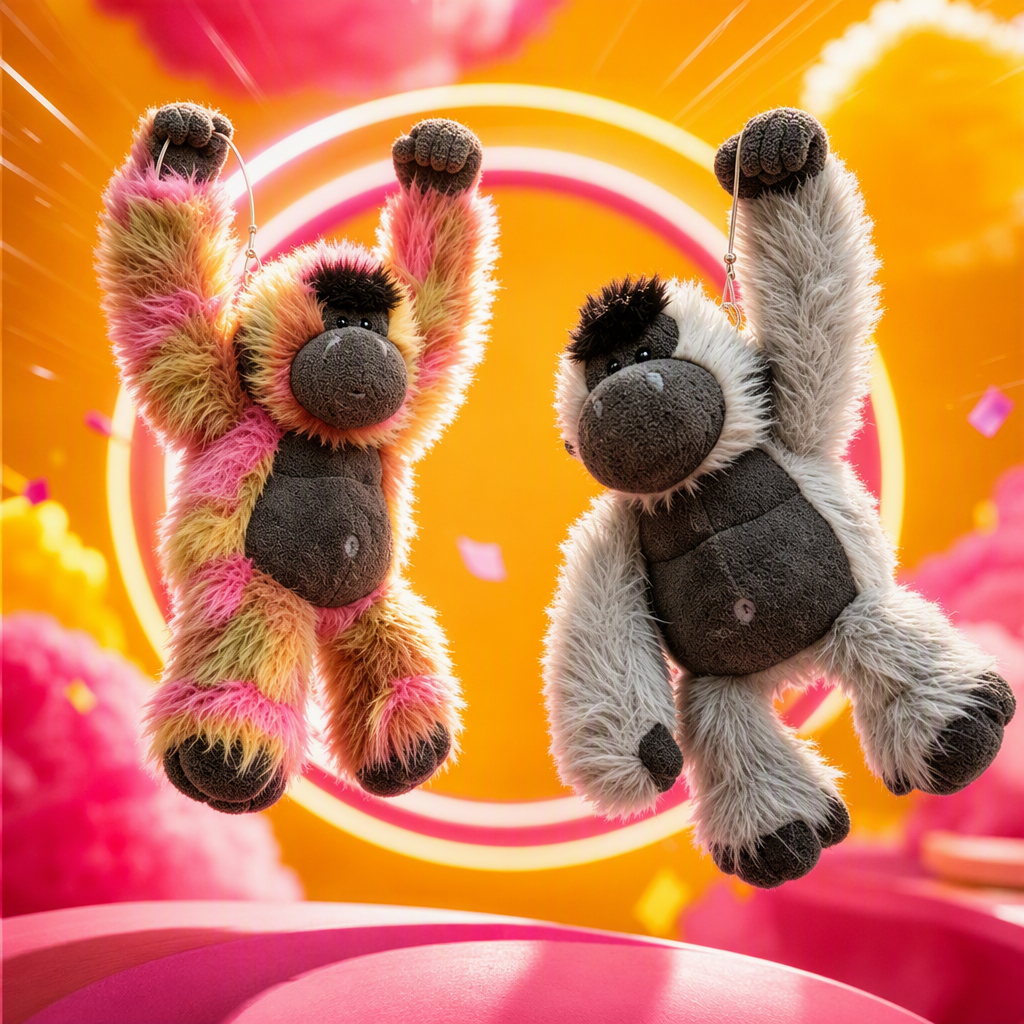 Cross-border new product: Long-haired gorilla plush toy, cute cartoon animal cultural and creative merchandise. Jellycat British colorful gorilla doll, gray and cute, policeman theme custom plush toy, children's gift Application Scenario