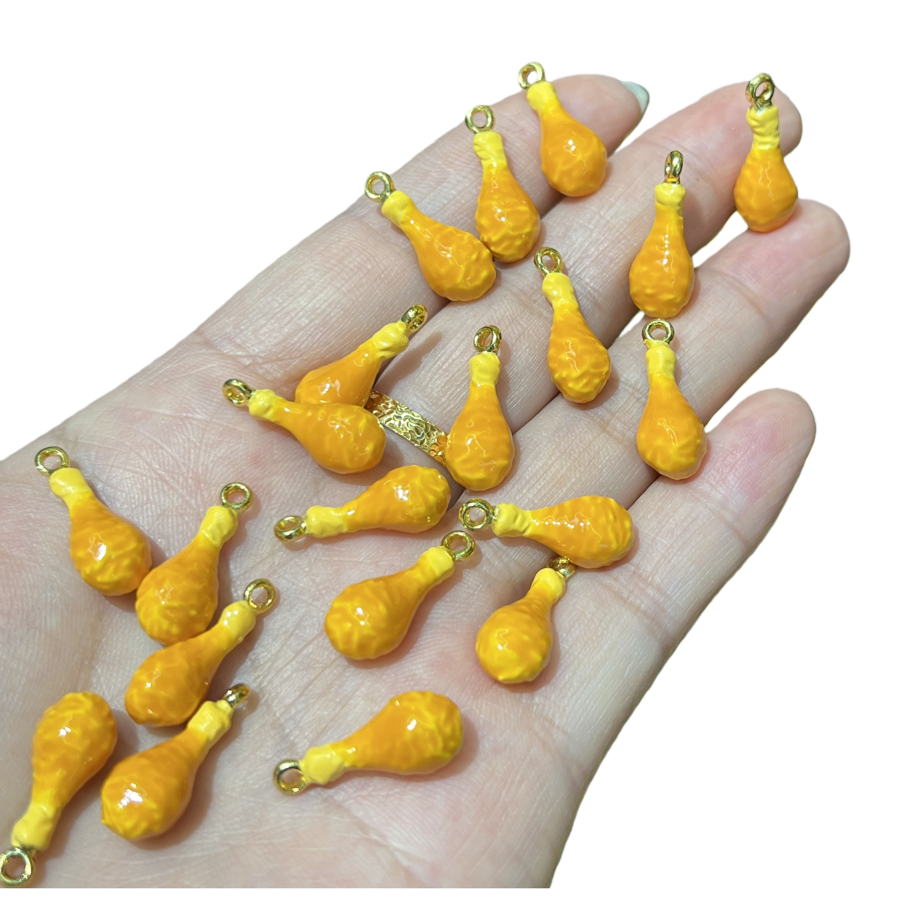 Orange chicken leg-shaped fashionable pendant, personalized and trendy necklace accessory, suitable for both women and men Item Picture