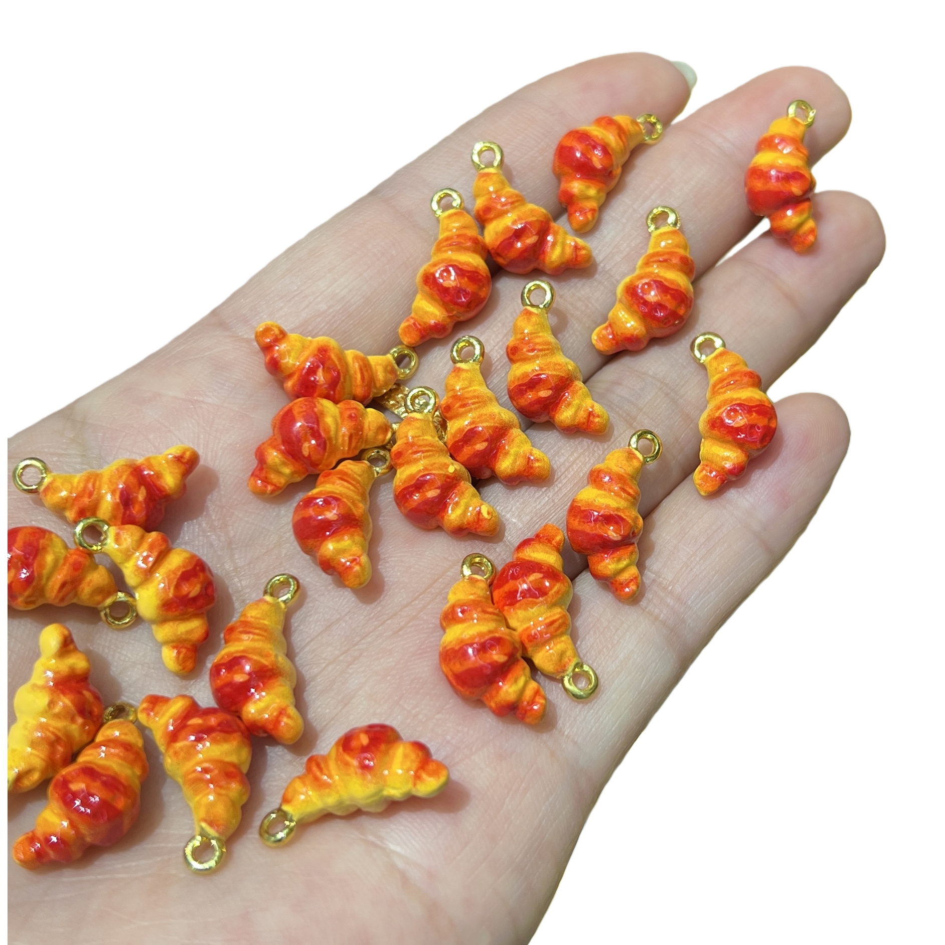Orange-red croissant-shaped fashionable pendant, personalized and trendy necklace accessory, a gift for girls Item Picture