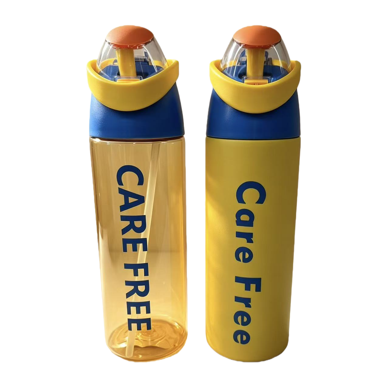Модная желтая кружка "Care Free", синяя "care free", термо-устойчивая к жаре, переносная спортивная модель спортивного чайника Application Scenario