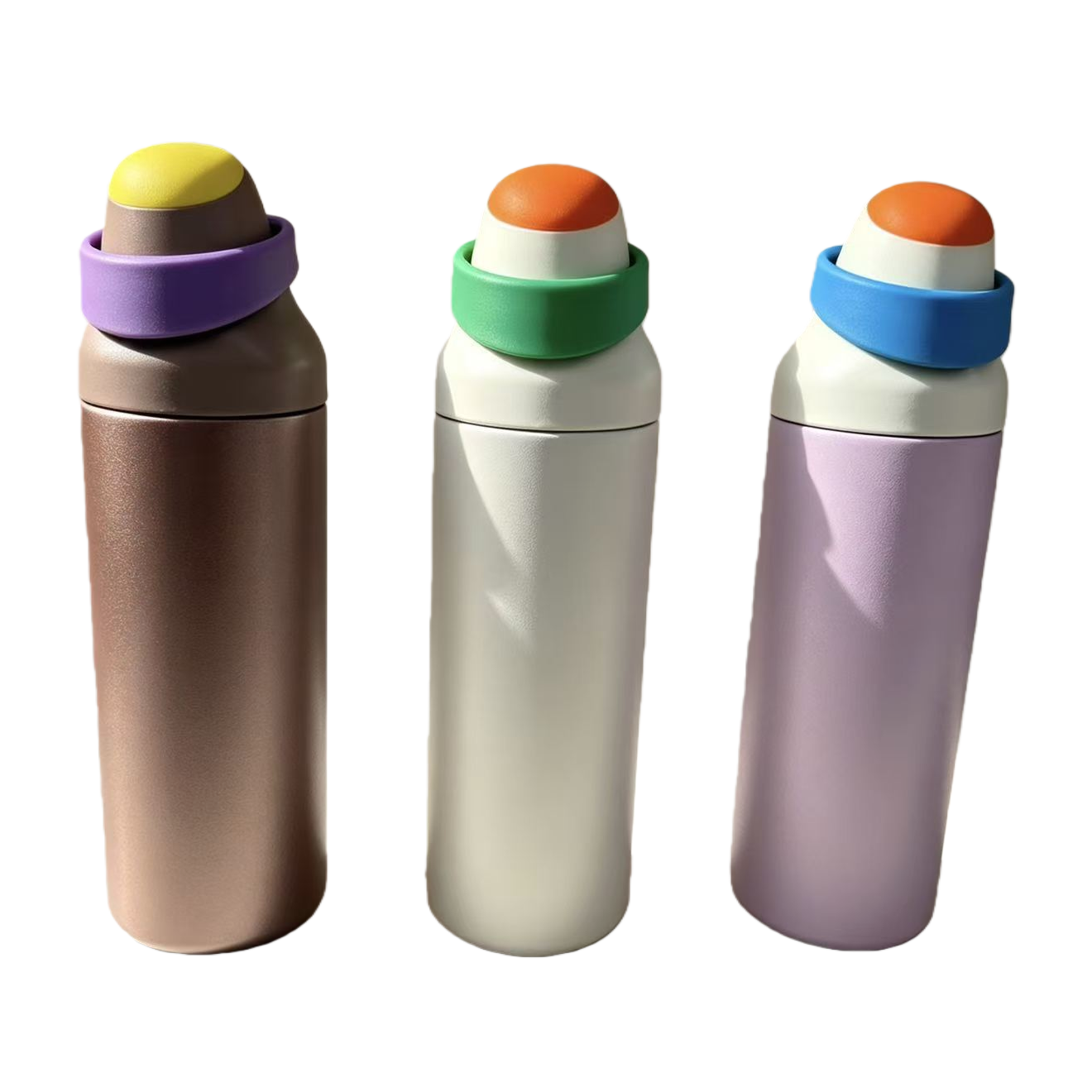 Three portable insulated cups with colorful and creative designs, fashionable, colorful and heat-resistant student outdoor travel gifts Item Picture