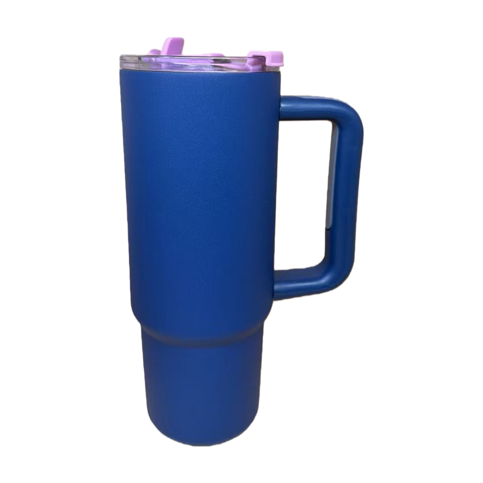 Stainless steel large-capacity portable insulated cup, leak-proof, fashionable blue student outdoor sports water bottle gift Item Picture