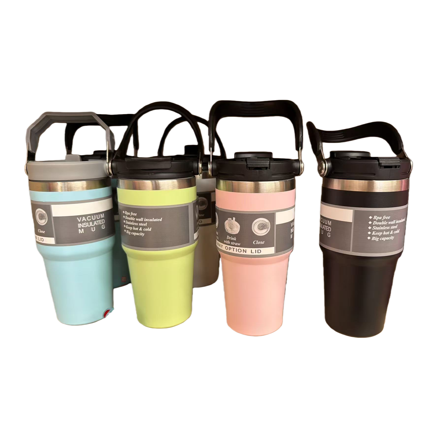 Colorful stainless steel insulated cup, portable student outdoor sports water cup, heat and cold preservation, large capacity for men and women Item Picture