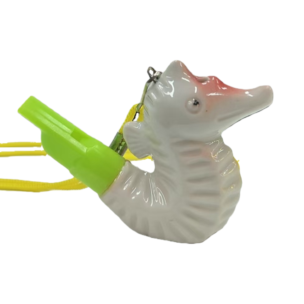 Bocas de plástico cerámica hipocampo pájaros acuáticos silbatos vocalización de agua silbatos animales puestos de suelo juguetes de porcelana blanca para niños Item Picture