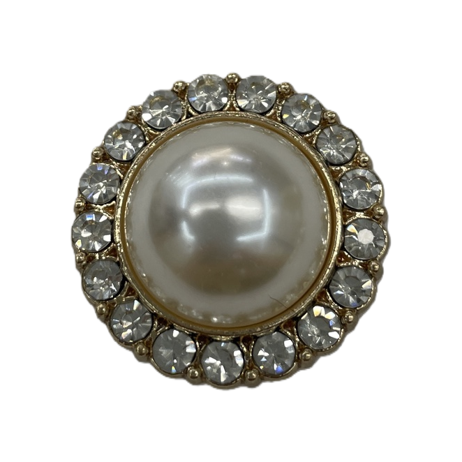 Shining golden diamond-encrusted pearl button, a fashionable and elegant ladies' accessory, Chanel diamond button pearl button, a clothing accessory, round hand-sewn button, metal decorative button Item Picture