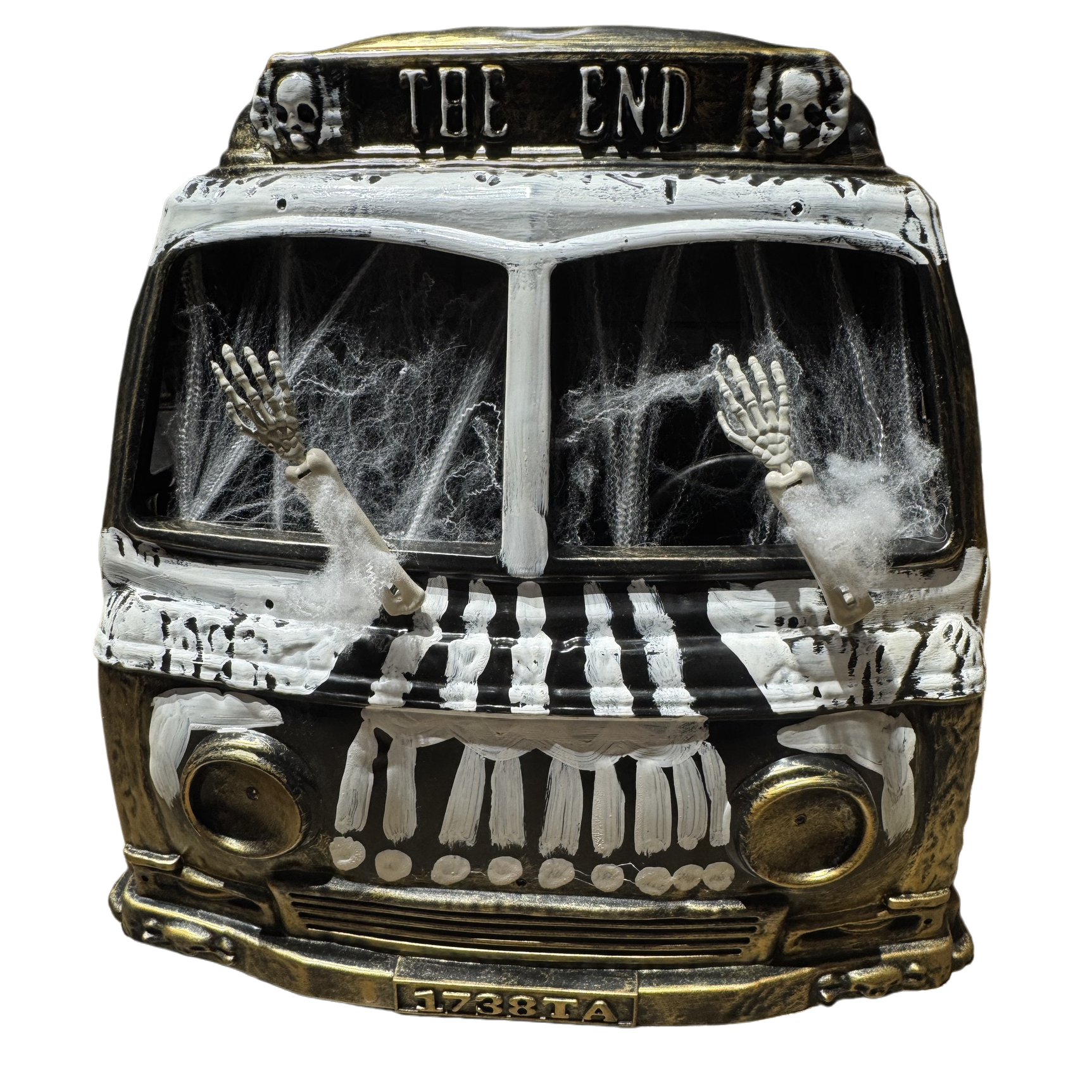 Black retro car-shaped decorative items with skull and bone elements, personalized in-car ornaments, trendy and creative accessories Item Picture