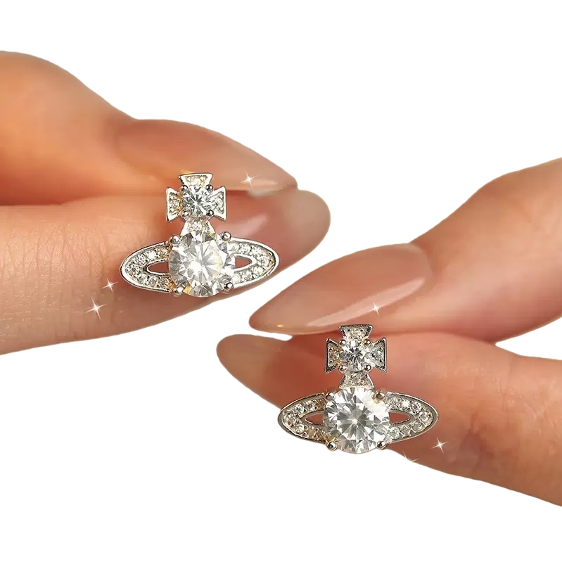 Shining silver diamond-encrusted stud earrings, simple and fashionable earrings, a versatile accessory for women's charm, and a gift accessory Item Picture