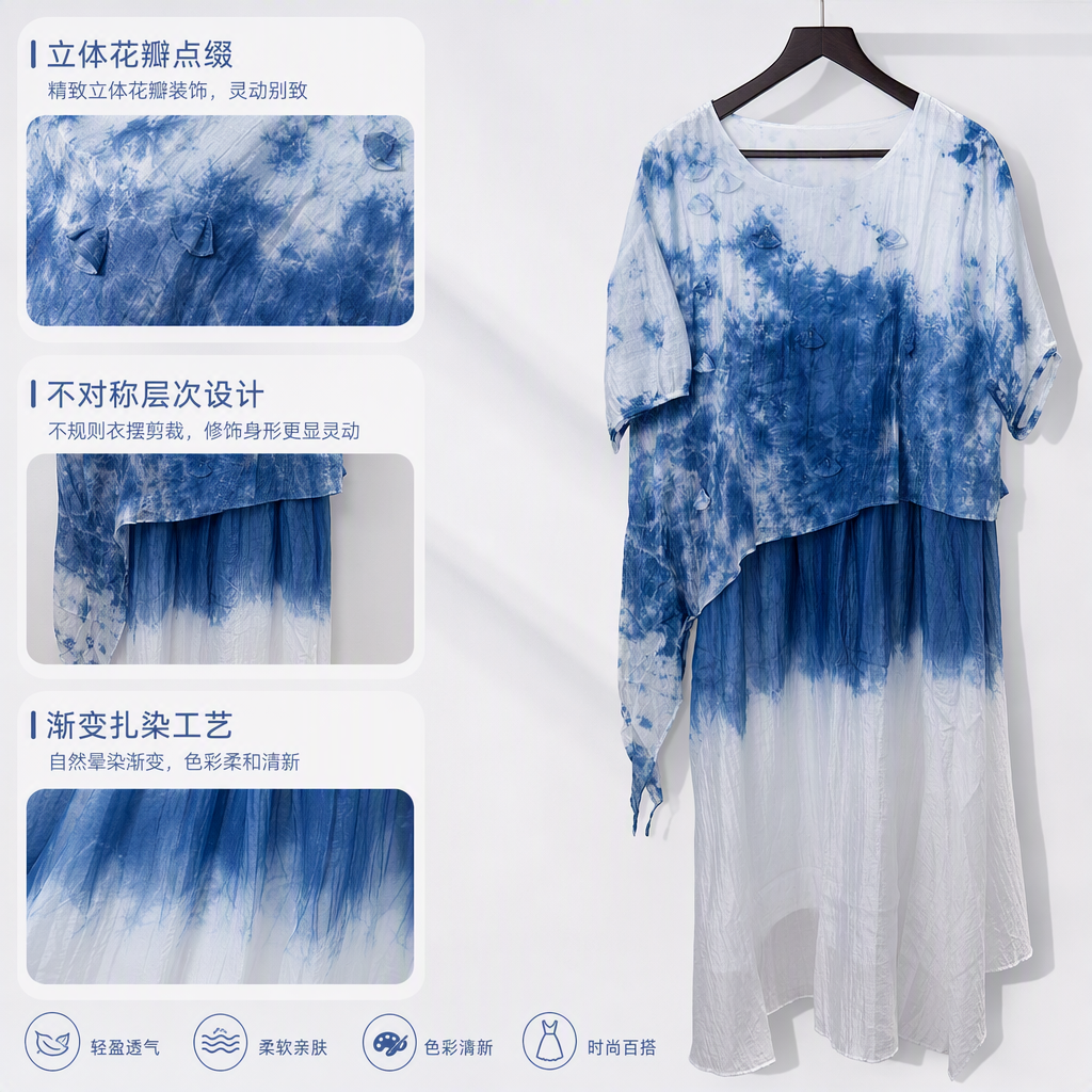 Colorful tie-dyed fabric, printed leather, textile fabric, DIY handmade clothing, bags and decorative materials Specification image