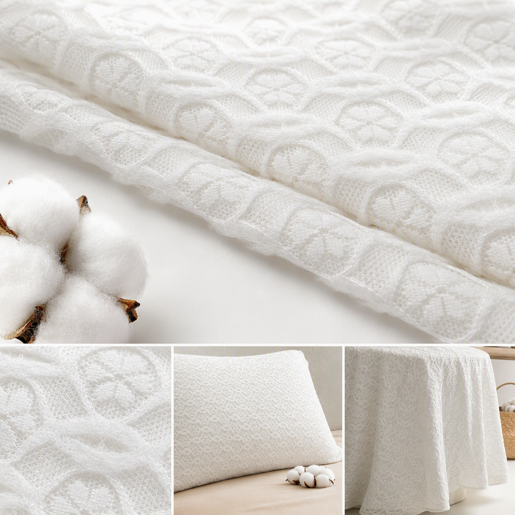 Snowflake feather yarn, elegant white lace fabric, soft and breathable wedding dress and clothing decoration material, DIY handcrafted fabric