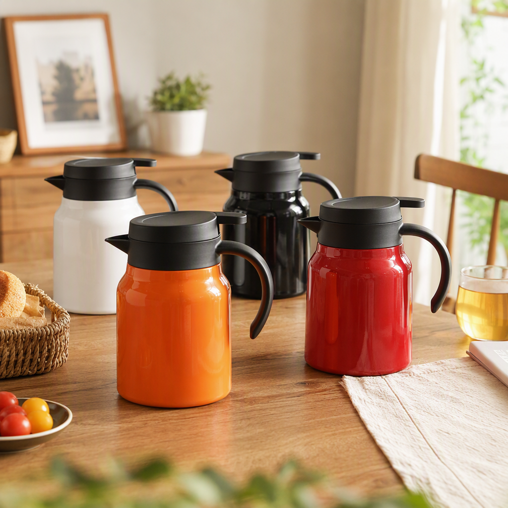 Colorful stainless steel insulated kettle, large-capacity portable hot drink kettle, insulated and cold-resistant travel teapot, colorful models details Picture