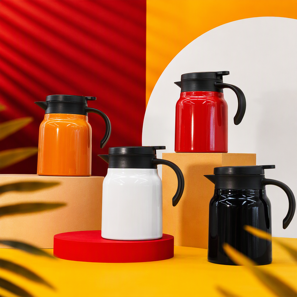 Colorful stainless steel insulated kettle, large-capacity portable hot drink kettle, insulated and cold-resistant travel teapot, colorful models Specification image