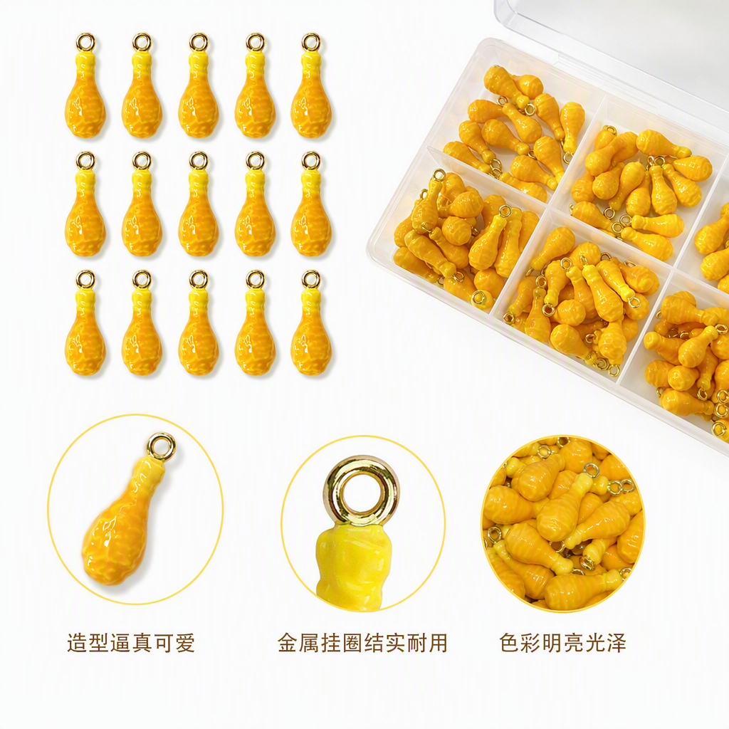 Orange chicken leg-shaped fashionable pendant, personalized and trendy necklace accessory, suitable for both women and men