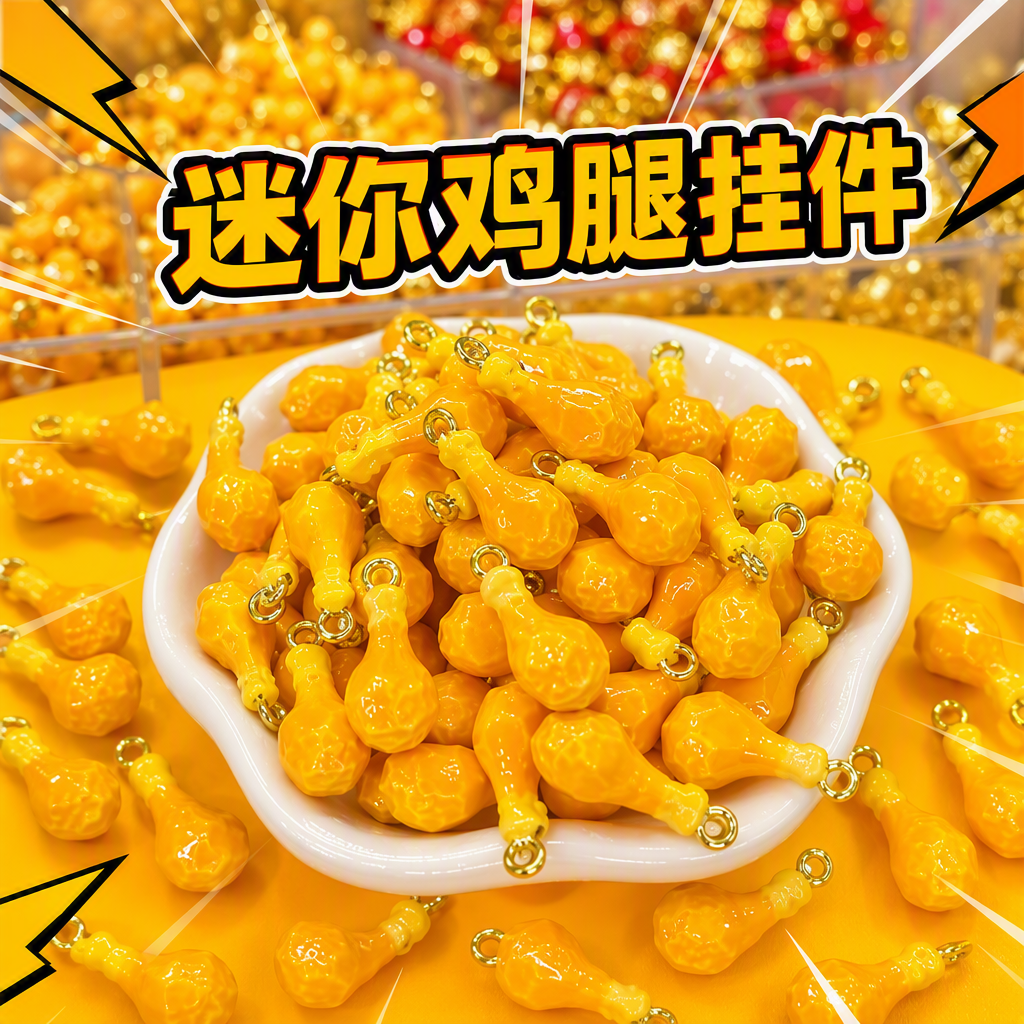 Orange chicken leg-shaped fashionable pendant, personalized and trendy necklace accessory, suitable for both women and men Specification image